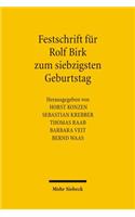 Festschrift Fur Rolf Birk Zum Siebzigsten Geburtstag