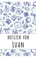 Notizen von Luan: Kariertes Notizbuch mit 5x5 Karomuster für deinen personalisierten Vornamen