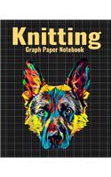 Knitting Graph Paper Notebook: 4:5 Ratio Knitter's Journal, With Colorful German Shepherd Dog Cover, 120 Pages, 8 x 10 inches / 20.3 x 25.4 cm