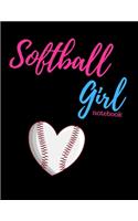 Softball Girl Notebook: College Ruled Lined Composition Journal