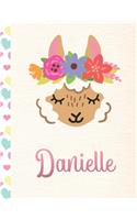 Danielle: Personalized Llama Journal For Girls - 8.5x11 110 Pages Notebook/Diary With Pink Name