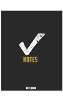 Notebook NOTES - Large (8.5 x 11 inches) - 120 Pages- Black Cover