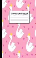 Composition Notebook: Wide Ruled Paper Notebook Journal - Cute Wide Blank Lined Workbook for Teens Kids Students Girls for Home School College Writing Notes - Cute Swan P