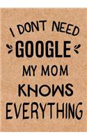 I Don't Need Google My Mom Knows Everything: Journal, Diary, Inspirational Lined Writing Notebook - Funny Mom birthday gifts ideas - humoros gag gift for women