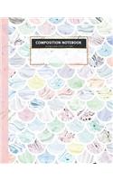 COMPOSITION NOTEBOOK College ruled 8.5x11 in l 100 P: Mermaid pastel pretty writing note book journal for women, girls(3 Composition Notebook for Women)