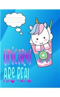 Unicorns Are Real: 8.5 X 11 Baby Unicorn Composition Notebook Journal for School Age Children Grades K-3