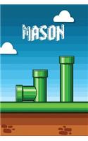 Mason: Vintage Video Game Personalized Name Notebook Journal Diary Sketchbook with 120 Lined Pages 6x9