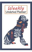 Weekly Undated Planner: 52 Weeks Planner with Blue Flower Poodle Dog Pattern and Gratitude Journal Section (Agenda, Organizer, Notes, Goals & to Do Lists)