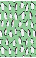 Journal Notebook Penguins in Snow Winter Pattern - Green: Blank Journal To Write In, Unlined For Journaling, Writing, Planning and Doodling, For Women, Men, Kids, 160 Pages, Easy To Carry Size