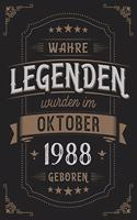 Wahre Legenden wurden im Oktober 1988 geboren: Vintage Geburtstag Notizbuch - individuelles Geschenk für Notizen, Zeichnungen und Erinnerungen - liniert mit 100 Seiten