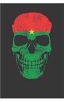 Burkina Faso Flag Skull Notebook Journal