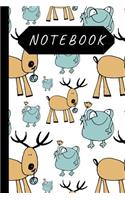 Notebook: Cute Frog and Dear, Lined 120 Pages Writing Notes, Children's Journal Boys and Girls