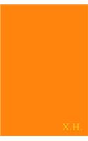 X.H.: Gold On Dark Orange Fashion Color Monogram Personalized Notebook With Two Initials. Matte Soft Cover Professional Style with120 Blank Lined Pages