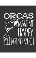 Notebook: Orcas Make Me Happy You Not So Much Lover Journal & Doodle Diary; 120 College Ruled Pages for Writing and Drawing - 8.5x11 in.