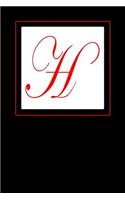 H: Monogrammed Journal with a Stately Red Capital Letter H on a White Background