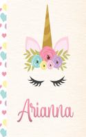 Arianna: Personalized Unicorn Journal For Girls - 8.5x11 110 Pages Notebook/Diary With Pink Name