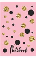 Notebook: Birthday Dot Faux Gold Glitter Light Pink Notebook Wide Ruled Lined Journal 6x9 Inch ( Legal ruled ) Family Anniversary Party Gift Idea Holidays Mom