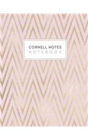 Cornell Notes Notebook: Cornell Style Paper Journal College Ruled Rose Gold Chevron