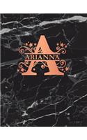 Arianna: Personalized Journal Notebook for Women or Girls. Monogram Initial a with Name. Black Marble & Rose Gold Cover. 8.5 X 11 110 Pages Lined Journal Pap