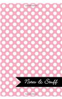 Notes & Stuff Lined Notebook With Pale Pink Polka Dot Pattern Cover