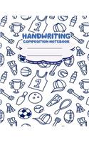 Handwriting primary composition notebook, 8 x 10 inch 200 page, Cute sport doodles