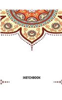 Sketchbook: Mandala Orange Cover Blank pages, Extra large (8.5 x 11) inches, 110 pages, White paper, Sketch, Draw and Paint