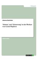 'Stimme' und 'Erinnerung' in den Werken von Cécile Wajsbrot: (German)