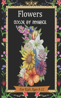 Flowers Color by Number For kids Ages 8-12