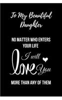 To My Beautiful Daughter Journal Notebook