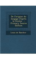 de L'Origine Du Langage D'Apres La Genese