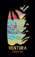 Ventura California: Blush Notes Journal And Diary For Recording Feeling, Thoughts, Wishes And Dreams For Ventura California Beach Enthusiasts, Retro Wave Surfing Lovers