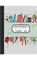 Math notebook: 1/2 inch Square Graph paper pages and White Paper-kids, girls, boys, teens -100 pages large(8.5x11)