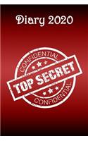 Diary: Top Secret, Red BG - Bespoke, personalised desk diary. Contact us if you would like your own image, name or other text on a book.