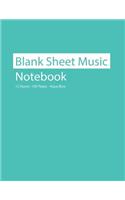 Blank Sheet Music Notebook 12 Staves 100 Pages Aqua Blue