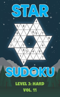 Star Sudoku Level 3: Hard Vol. 11: Play Star Sudoku Hoshi With Solutions Star Shape Grid Hard Level Volumes 1-40 Sudoku Variation Travel Friendly Paper Logic Games Japan