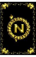 Pretty Golden Initial Monogram Letter N