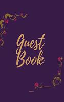Guest Book - Golden Frame #4 on Pink Paper