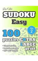 David Karn Sudoku - Easy Vol 2: 100 Puzzles, Extra Large Print, 42 pt font size, 1 puzzle per page