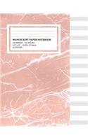 Manuscript Paper Notebook: Pink Marble Cover, 12 Staff Music Paper, Blank Music Sheets 8.5 x 11, 100 Pages (Notebook for Musicians & Songwriting)