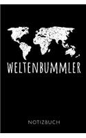 Weltenbummler Notizbuch: Reisetagebuch für Weltenbummler - zum Eintragen der Erlebnisse -120 Seiten, Punkteraster - Geschenkidee für Reisende - Format 6x9 DIN A5 - Soft cove