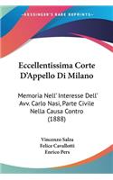 Eccellentissima Corte D'Appello Di Milano: Memoria Nell' Interesse Dell' Avv. Carlo Nasi, Parte Civile Nella Causa Contro (1888)