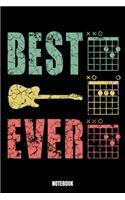 Best Ever Notebook: Music Musik Notizbuch I Leere Noten für Gitarre und andere Instrumente I Musik Manuskriptpapier I 6 Saiten Akkord I Lehrer und Schüler Musiktagebuch