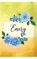 Emery Journal: Blue Dahlia Flowers Personalized Name Journal/Notebook/Diary - Lined 6 x 9-inch size with 120 pages