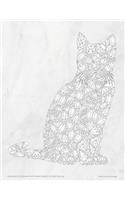 Gemstones Cat Notebook with Flowers Margins for Adult Coloring