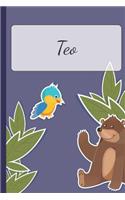 Teo: Personalized Notebooks - Sketchbook for Kids with Name Tag - Drawing for Beginners with 110 Dot Grid Pages - 6x9 / A5 size Name Notebook - Perfect a
