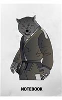 Notebook: Lined empty Wolf notebook to documentary your judo, ju jutsu, Brazilian jiu-jitsu, bjj techniques. Diary or journal for notes or memories. Perfect g
