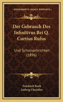 Der Gebrauch Des Infinitivus Bei Q. Curtius Rufus: Und Schulnachrichten (1896)