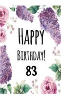 Happy Birthday 83: Journal Notebook Keepsake For Best Wishes Messages & Doodles