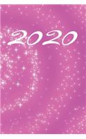 Grand Fantasy Designs: 2020 Kalligrafie weiß rosa Glitzer - Notizbuch 15,24 x 22,86 unliniert