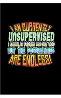 I am currently unsupervised. I know, it freaks me out too. But the possibilities are endless!: Hangman Puzzles - Mini Game - Clever Kids - 110 Lined pages - 6 x 9 in - 15.24 x 22.86 cm - Single Player - Funny Great Gift
